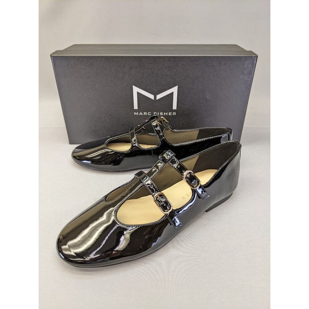 Marc Fisher LTD Women's Evie Ballet Flat, Black Patent Leather 001, Size 6M